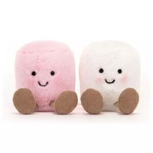 Jellycat Amuseables Pink and White Marshmallow 1 pair BNWT NEW
